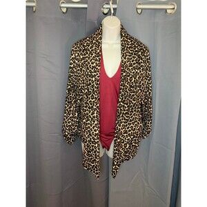 Women's Sz 1X Hybrid & Company Leopard Print Casual Jacket